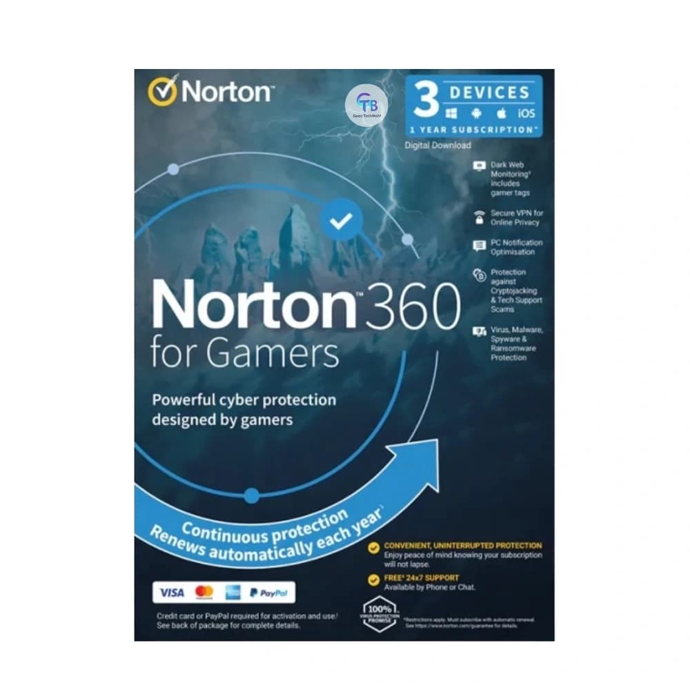 Norton 360 for Gamers – 1-Year / 3-PC | Secure VPN
